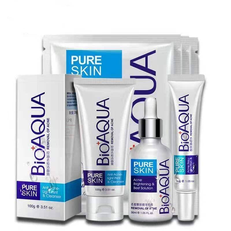 BIOAQUA 6 Pcs Acne Face Care Pack 3 x Acne Mask , 1 x Acne Face Wash , 1 x Acne Serum 1x Acne Cream