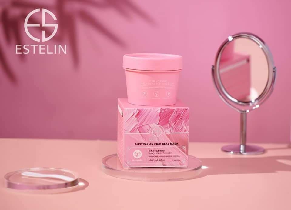 ESTELIN AUSTRALMAN PINK 4-in-1 treatment. Detoxify -brighten-firming skin. Minimises pores & remove blackheads Clay Sheet Mask 100g ES0023