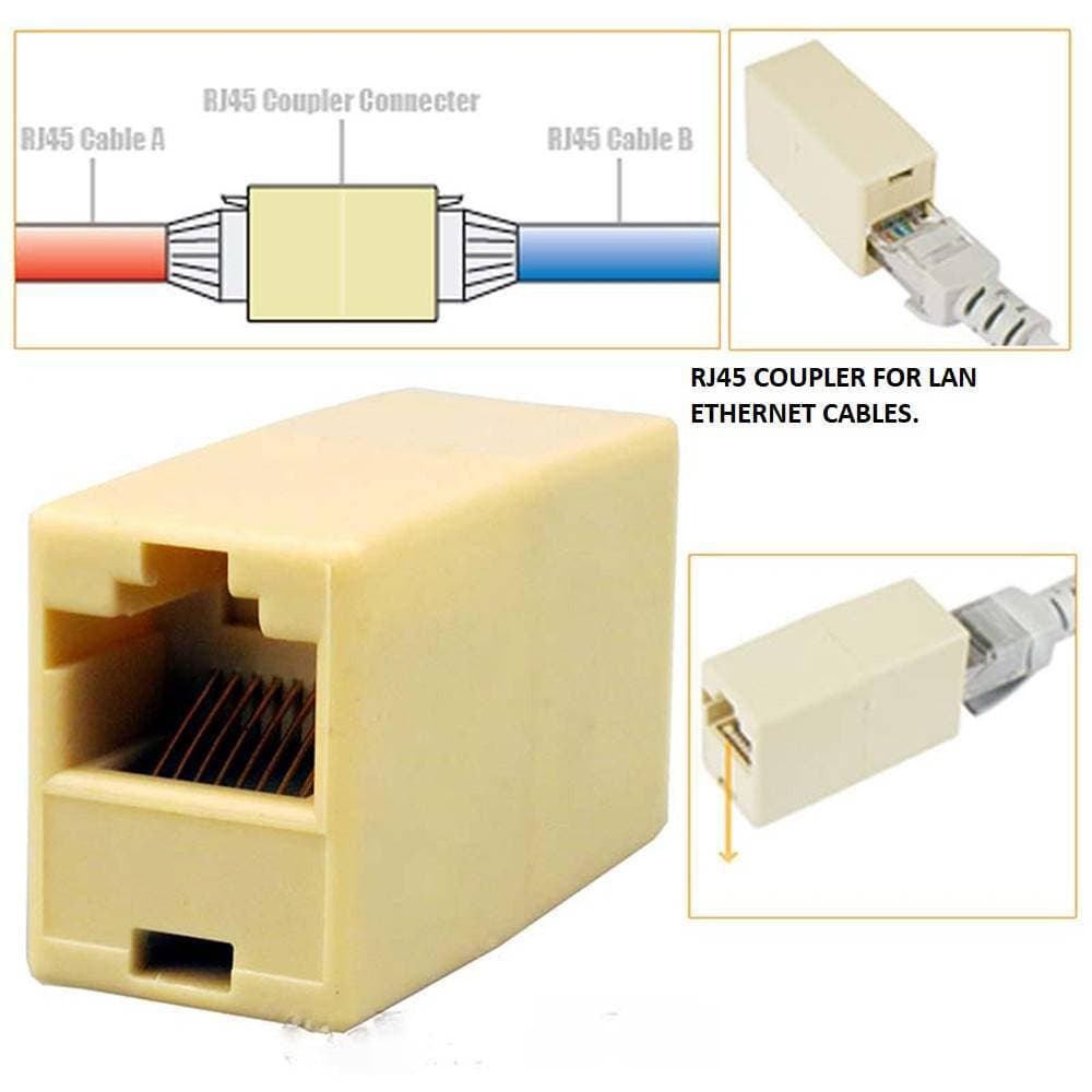 Pack of 2 RJ45 Couplers LAN Jointer Ethernet Extender Adapter Cable Connector