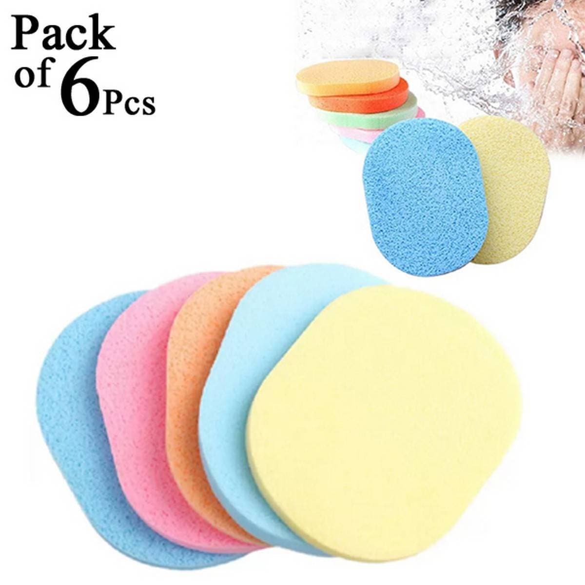 Pack of 6 - Soft Facial Face Wash Cleansing - Facial Sponge Puff Pad Makeup Remover - Facial Puff