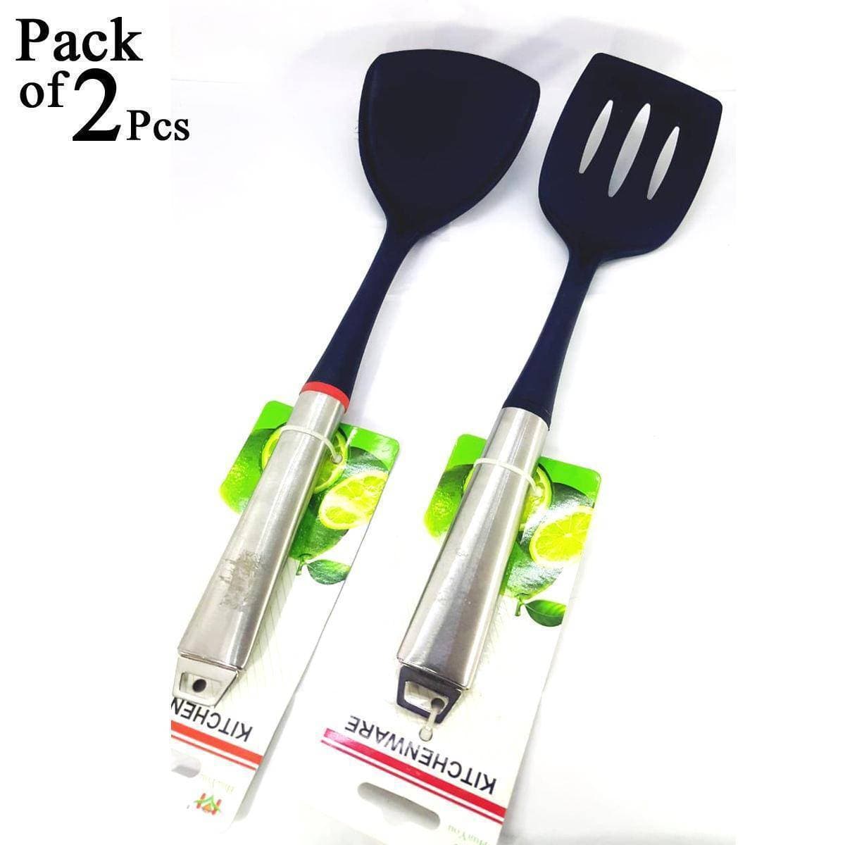 Combo Pack of 2 Piece - High Quality Imported Non Stick Kitchen Utensil Cooking Spoon Set Nonstick Spatula