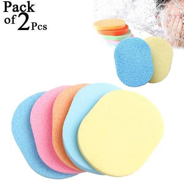 Pack of 2 - Soft Facial Face Wash Cleansing Sponge Puff Pad Makeup Remover Puff