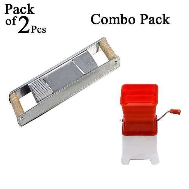 Combo Pack of 2 Piece Set - Hand Chopper Hand Meat And Wheat Mincer and Salad Cutter - vegetable and fruit