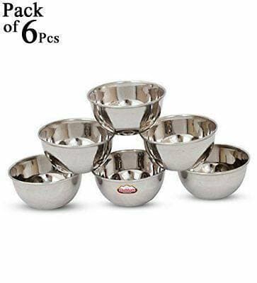 Pack of 6 Piece Set - Stainless Steel Small Mini Bowls 7.5 cm