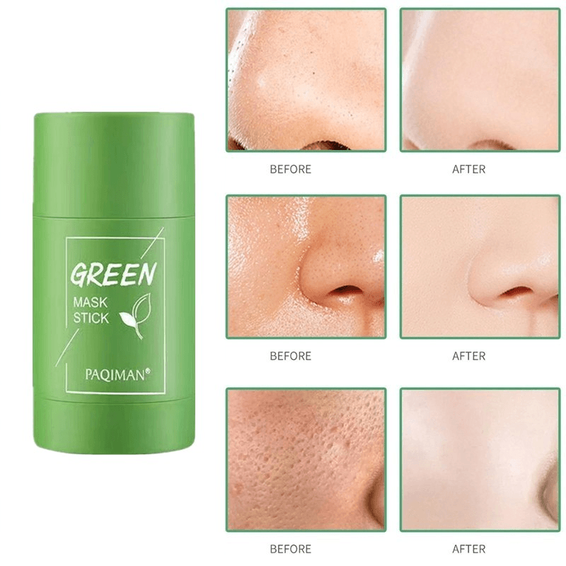 PAQIMAN Green Tea Mask Stick Oil Control Eggplant Acne Deep Cleaning Mask Skin Care Moisturizing Remove Blackhead Fine Pores Mud Mask