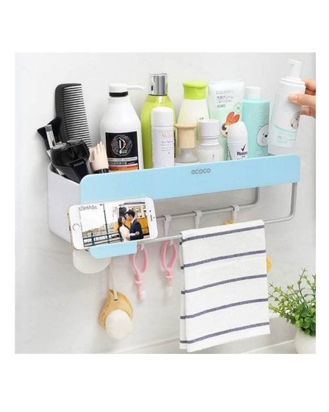 Bathroom Organiser Storage Rack Wall Holder With Hook Towel Rack