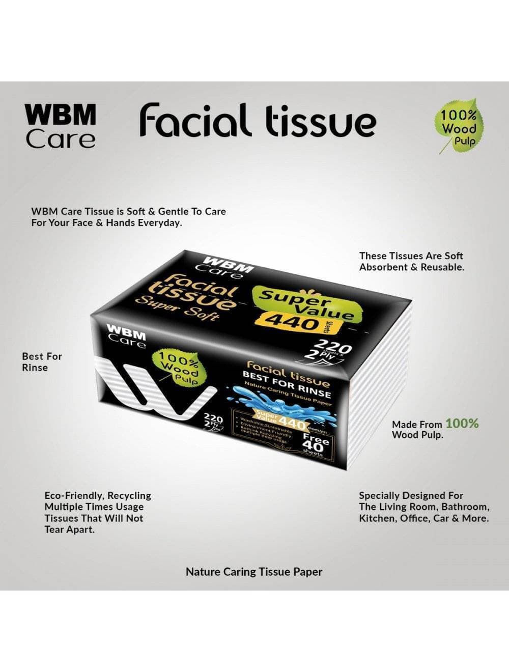 CARE FACIAL TISSUE SMALL 220 SHEETS