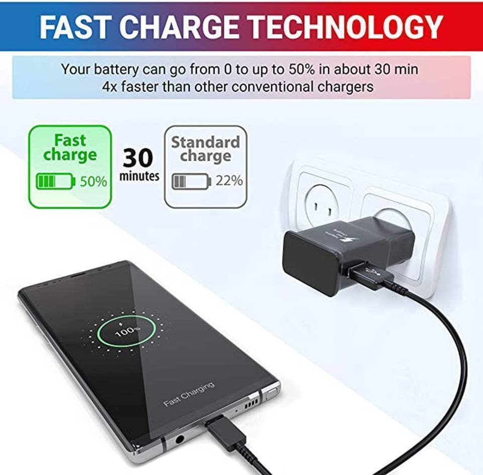 15w Charger Fast Charging Charger With USB Cable - Black