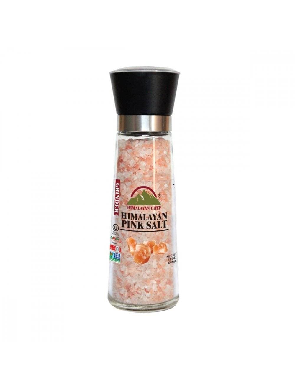 Pink Salt Coarse, Large Glass Grinder - 368 g | Himalayan Chef