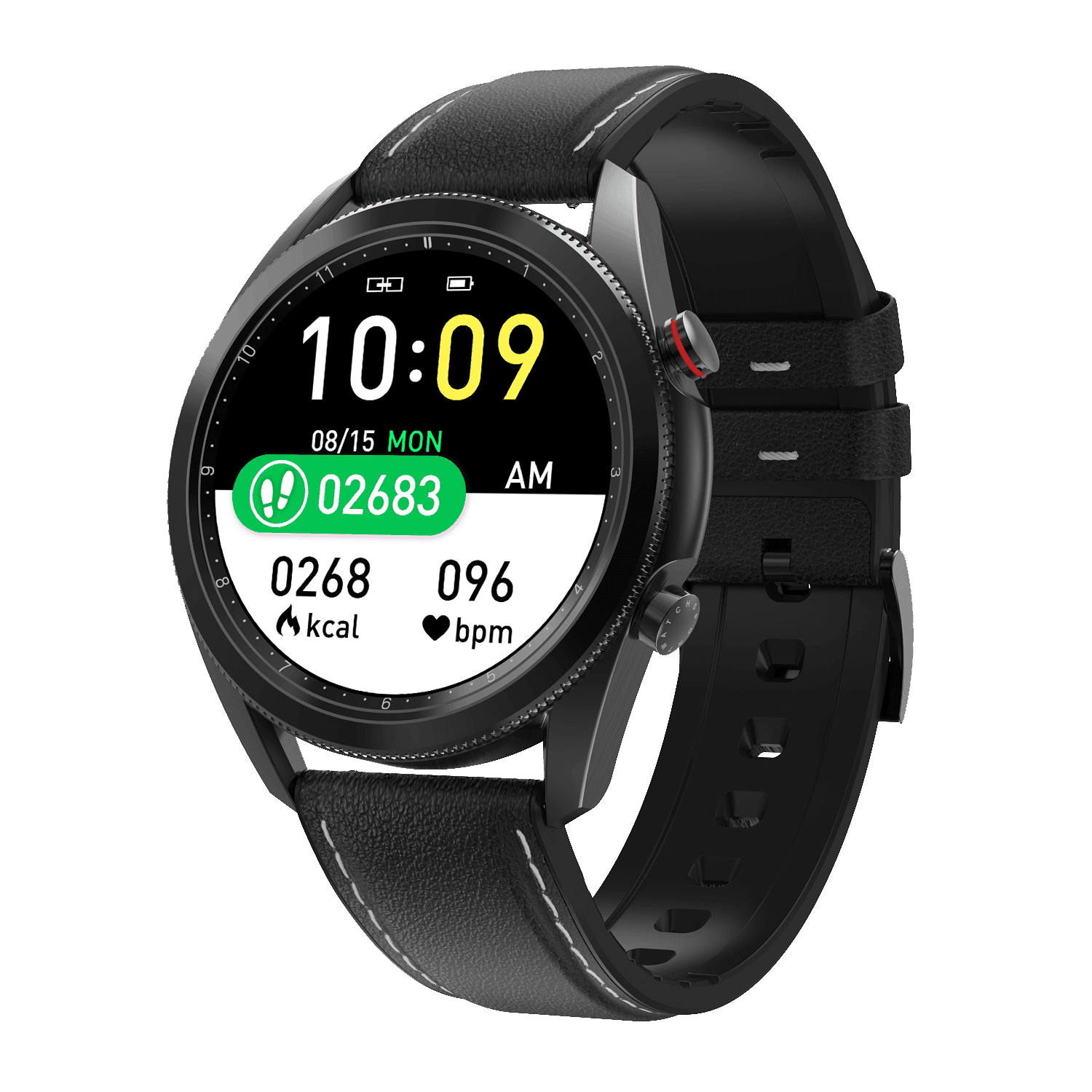 Getiit Lunio Smart Watch Leather Fancy Strap Color Black
