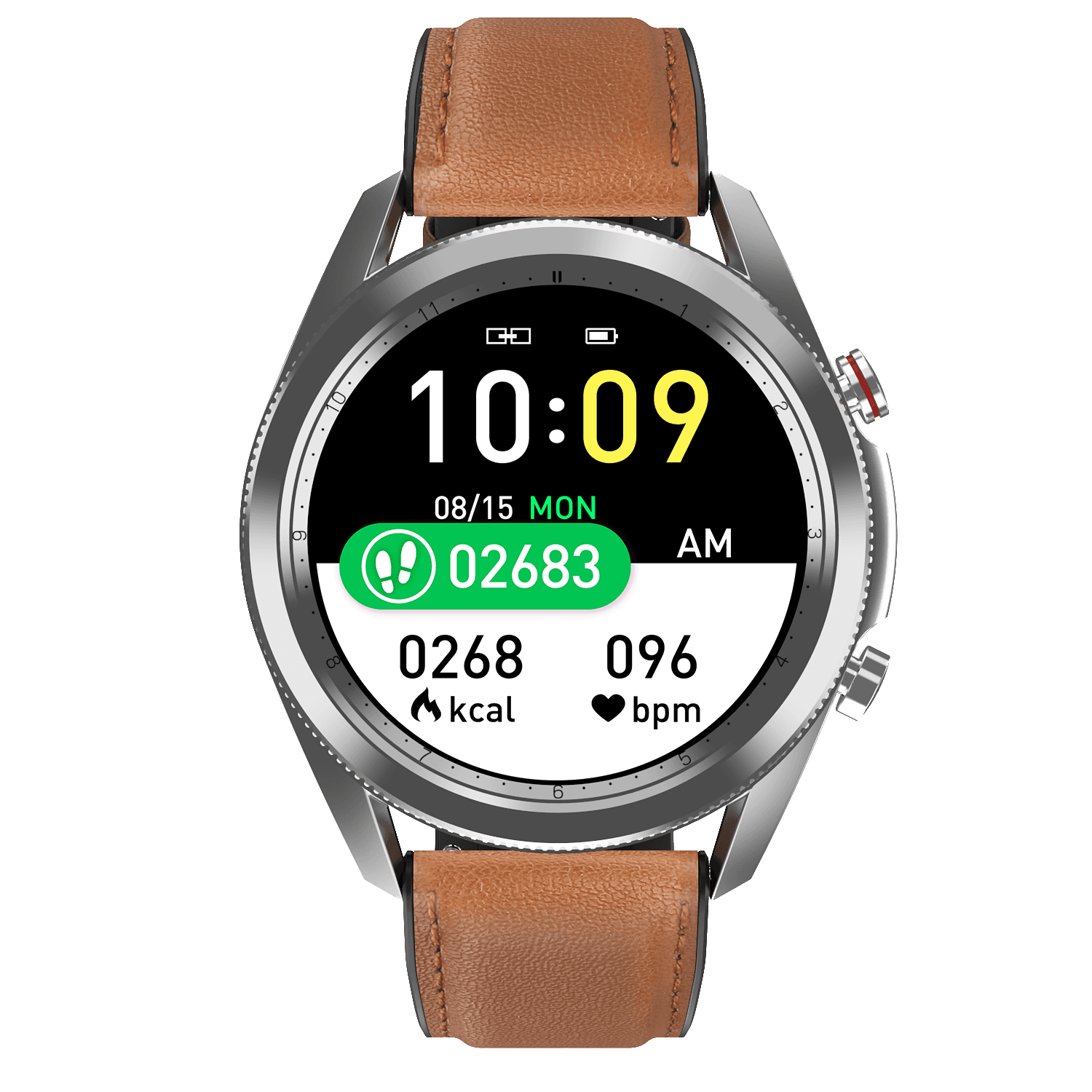 Smart Watch LUNIO Leather Fancy Strap - Brown