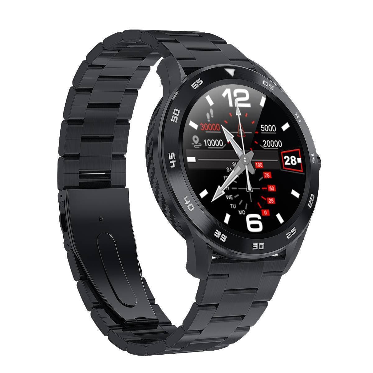 GETIIT TESLA-Black Waterproof Smart Watch, Blood Pressure/Heart Rate Monitor Watch Sleep Tracker, Full Touch Screen Sport Smartwatch Fitness Bracelet
