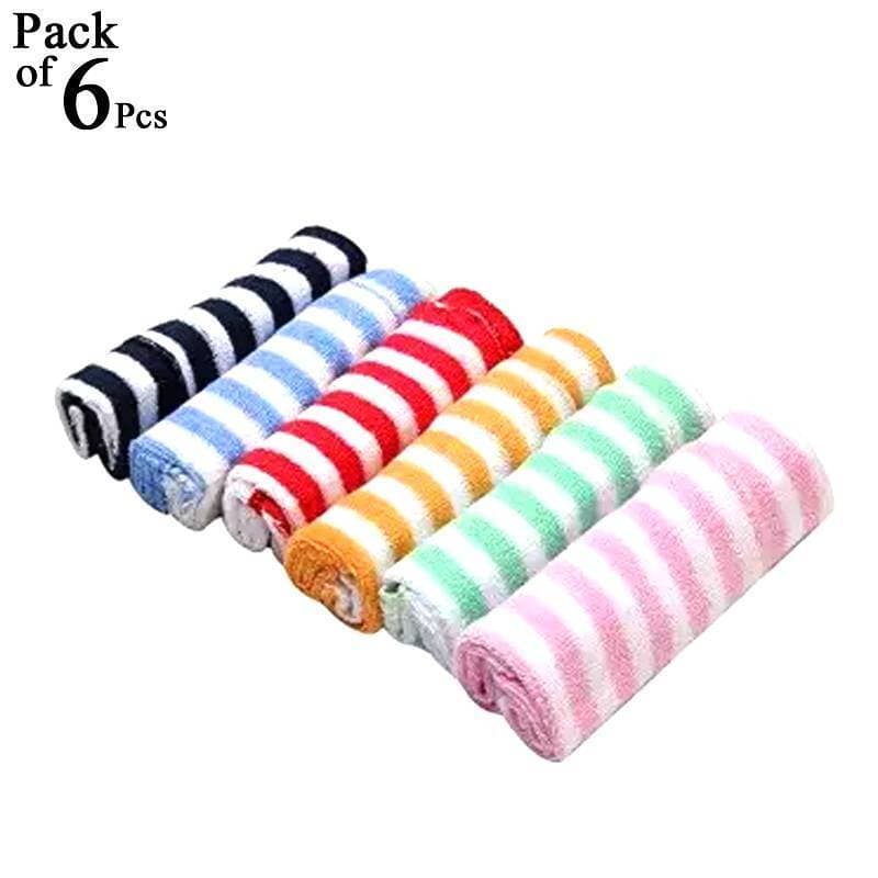 Pack of 6 Pcs - Newborn Baby Soft Cotton Face New Towel Set - for New Born Kids Boys and Girls