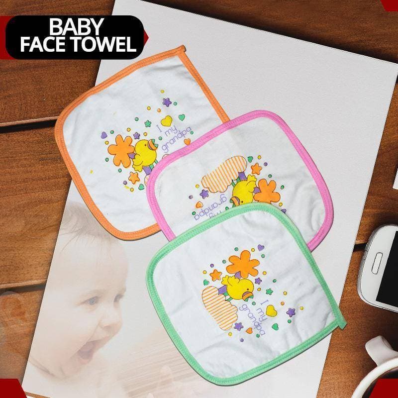 Pack of 3 Pcs - Newborn Baby Soft Cotton Face Towel Set - for New Born Kids Boys and Girls