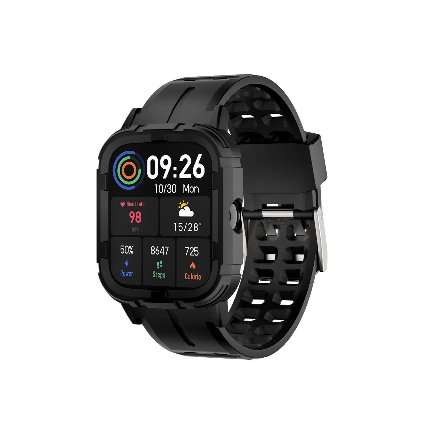 Floral Sports Calling Smart Watch Color Black With Free Silicon Strap