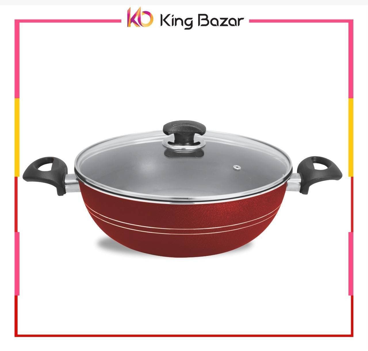 King Bazar Non Stick Cookware Karahi/Wok With Lid