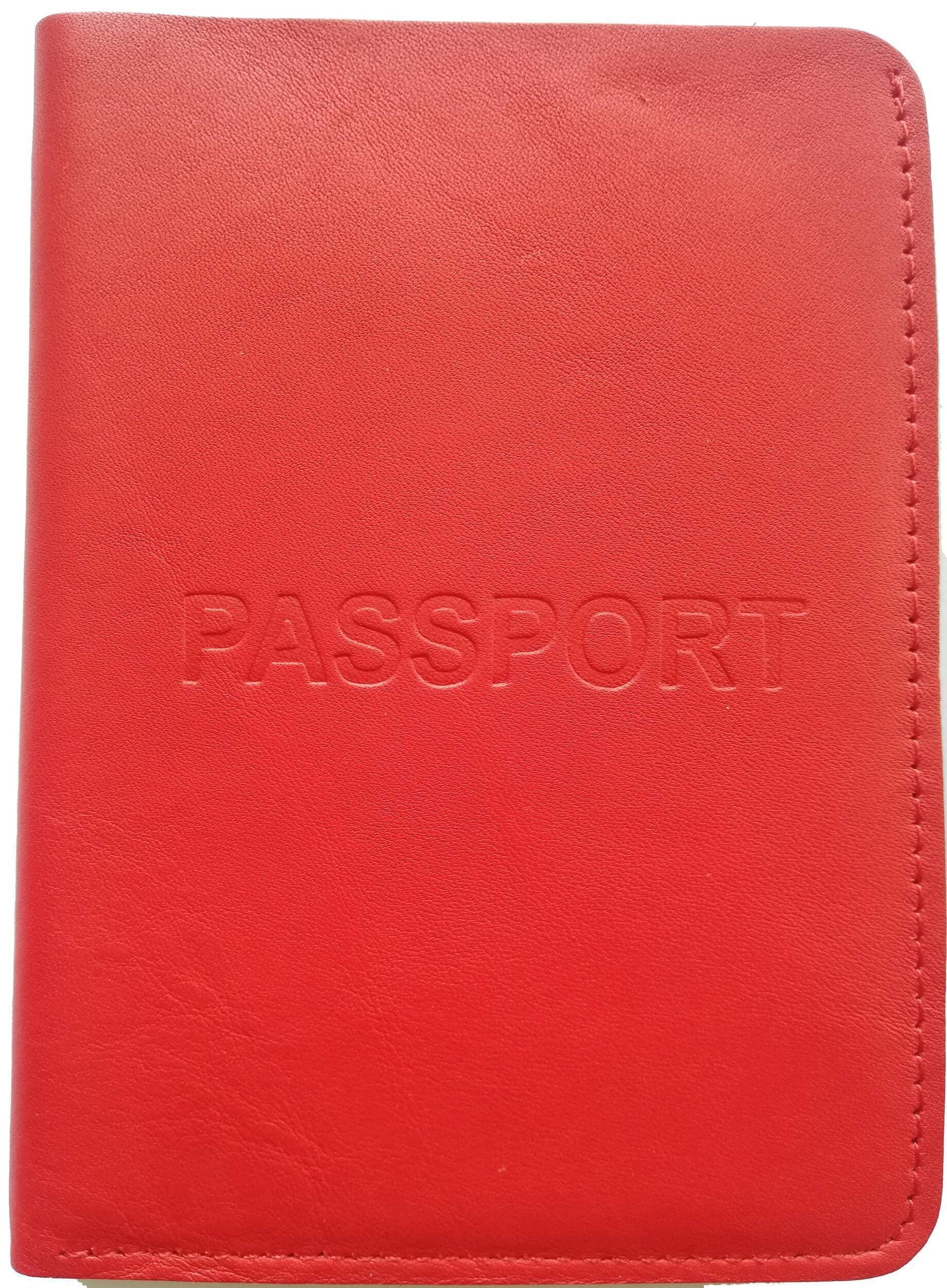 Passport Holder Wallet Unisex Genuine Leather  Made In Pakistan - Red Color