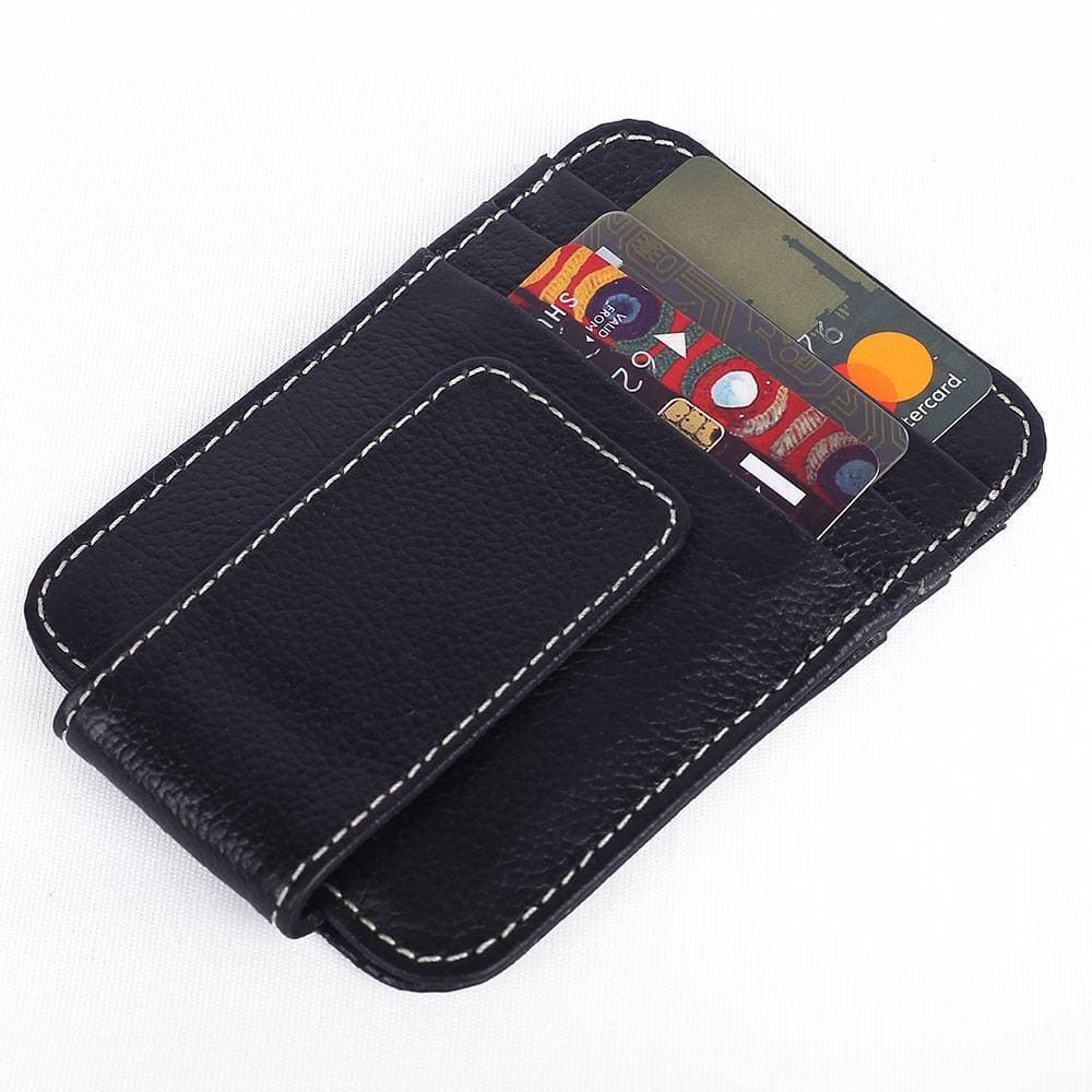 High Quality Cow Leather Magnetic Card Holder Article 827 Black