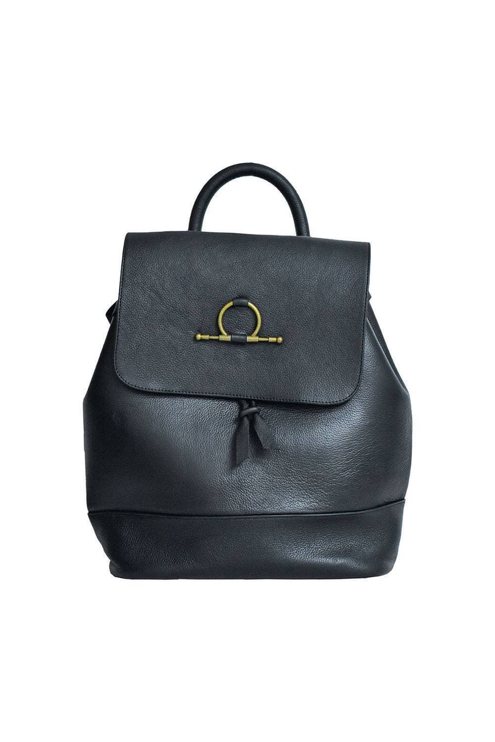 Cow Leather Bag Pack Art 790  - Black