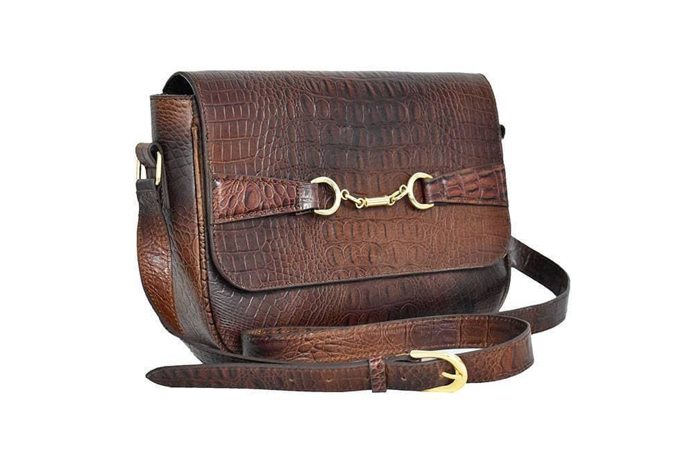 Cow Leather Shoulder Chain Strap Bag Art#787 Teal- Brown
