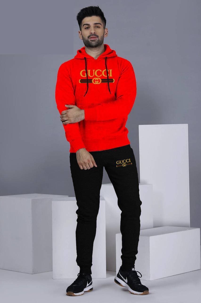 Winter Collection Hoodie Tracksuit For Mens - Excellent Red Color