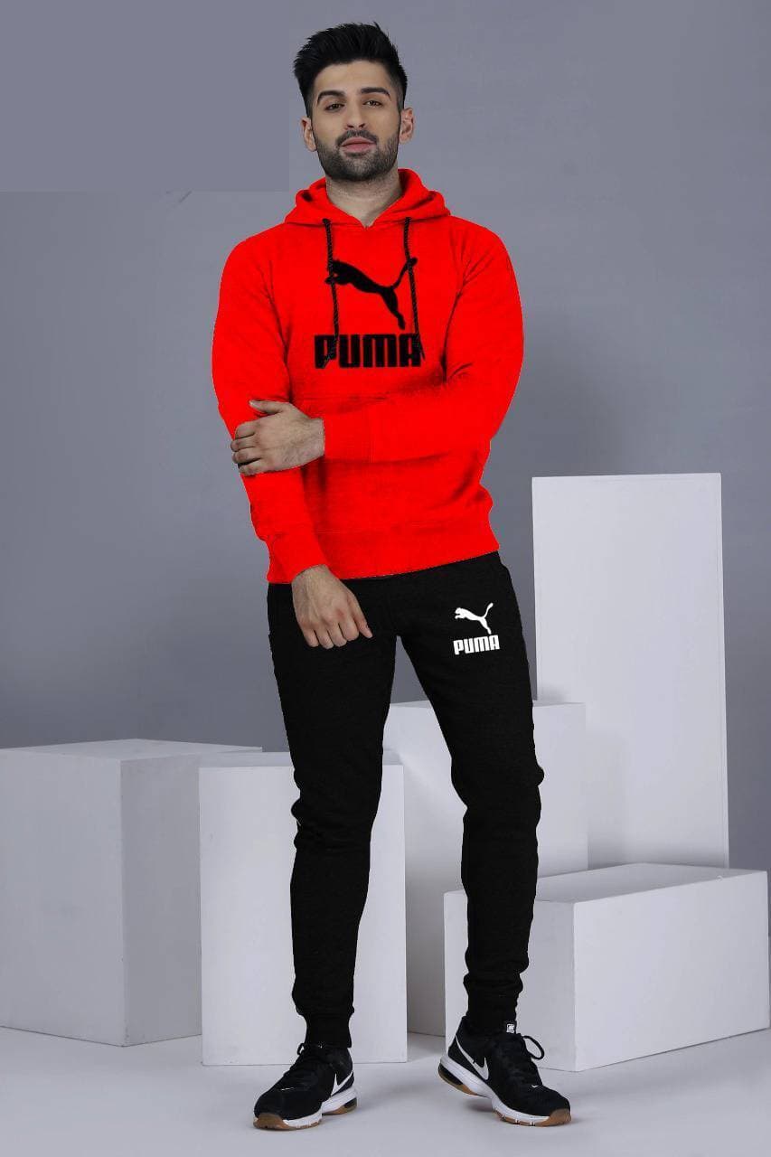 Winter Collection Hoodie Eclectic Red Color Tracksuit For Men