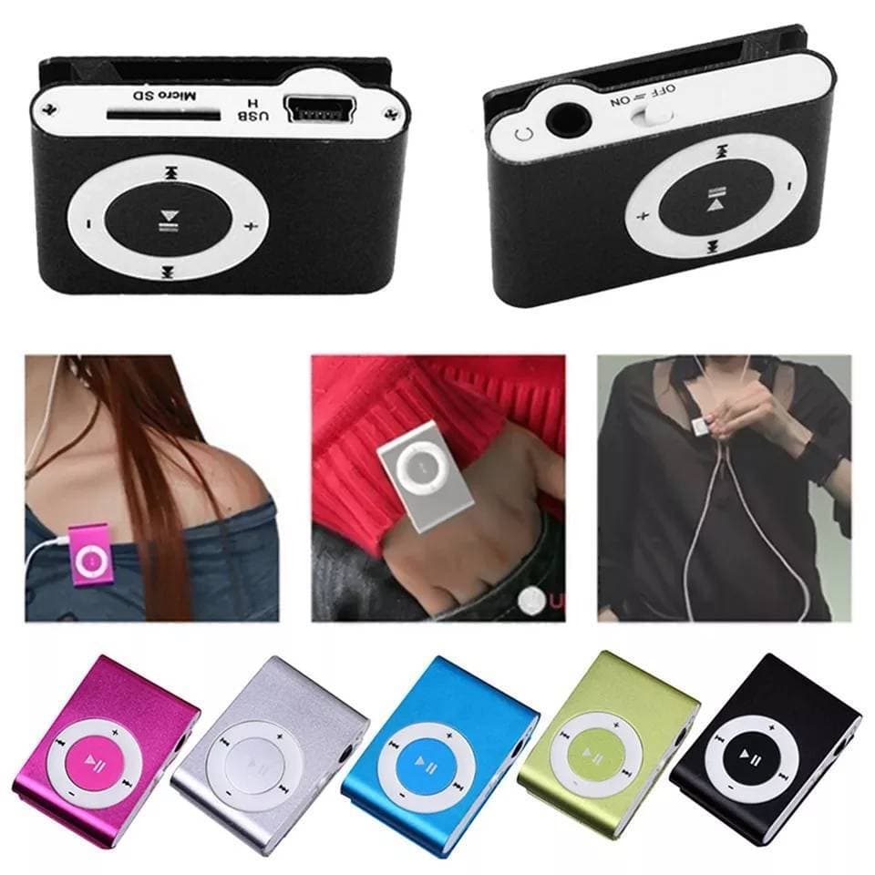 seenDa Protable Mini Clip MP3 Music Player USB MP3 Player Support Micro TF Card Slot Candy Colors Mirror Sport MP3 Player -blcak