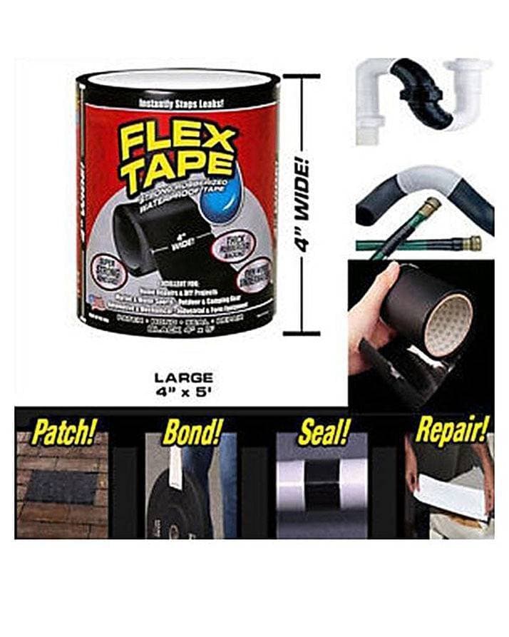 4 x5' Flex Tape Rubberized Patch Bond Super Strong Rubberized Waterproof Seal Repair & Caulking