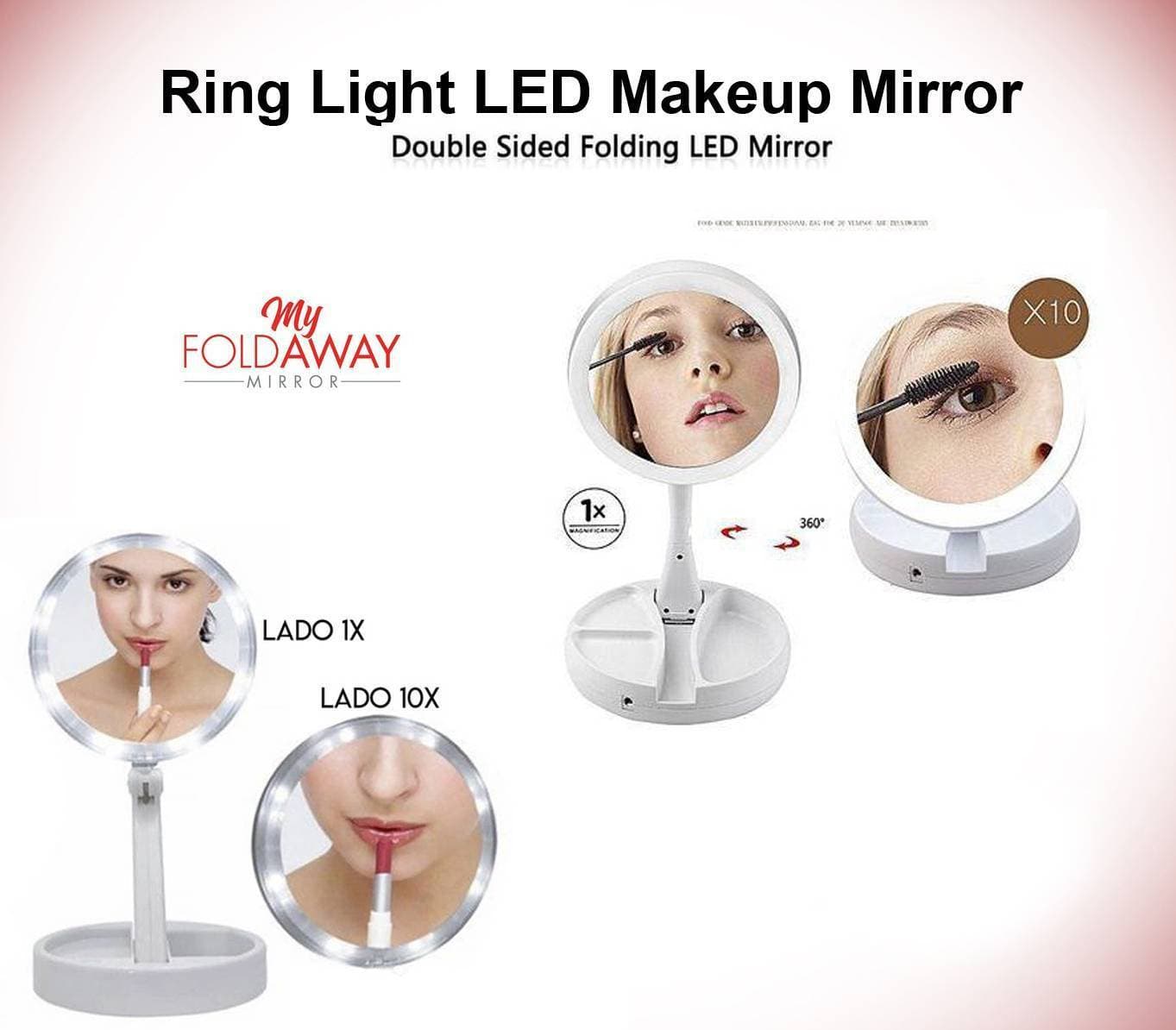 Ring Light LED Makeup Mirror Fold and Portable Makeup Mirror Led Ring Light Mirror
