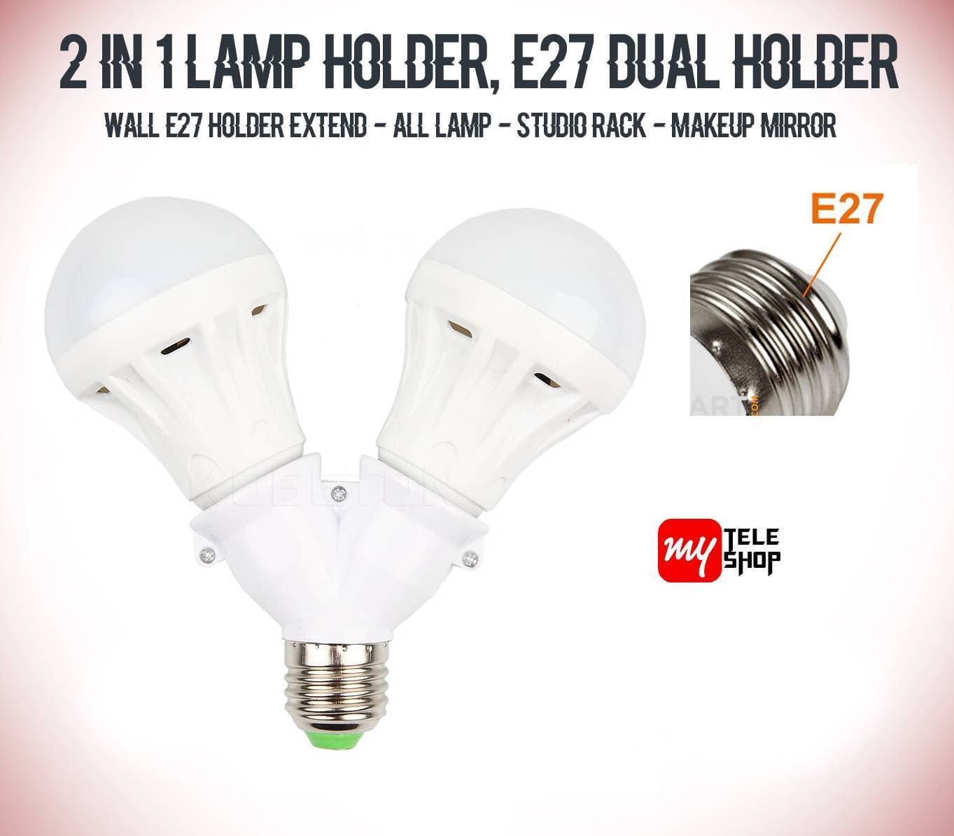 2 in 1 Lamp Holder, Dual 2X E27 Dual Lamp Holder