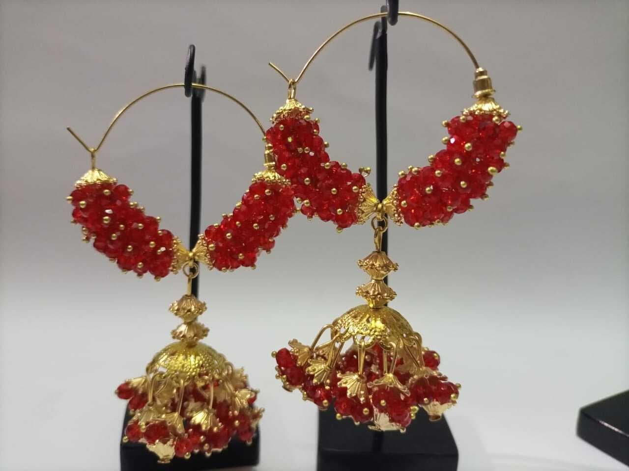 Elegant Trendy Design Red Golden Earring For Girls 2022
