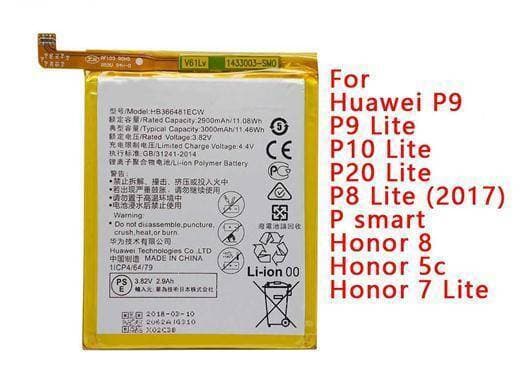 Huawei P10 Lite, P9 Lite battery with 3000mAh Capacity