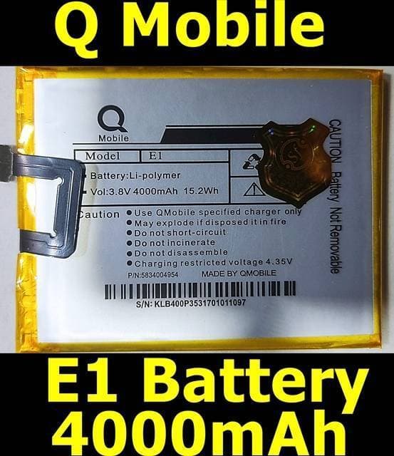 Q Mobile E1 Battery Replacement with 4000mAh Capacity _ Black