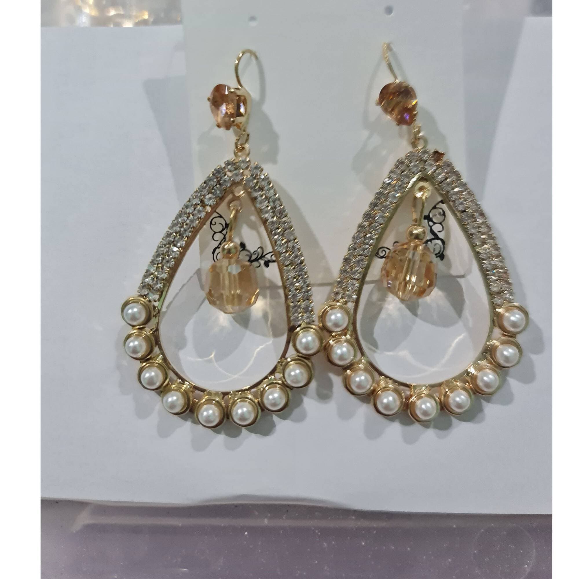Fashion Jewelry Large Pearl Hoop Earrings