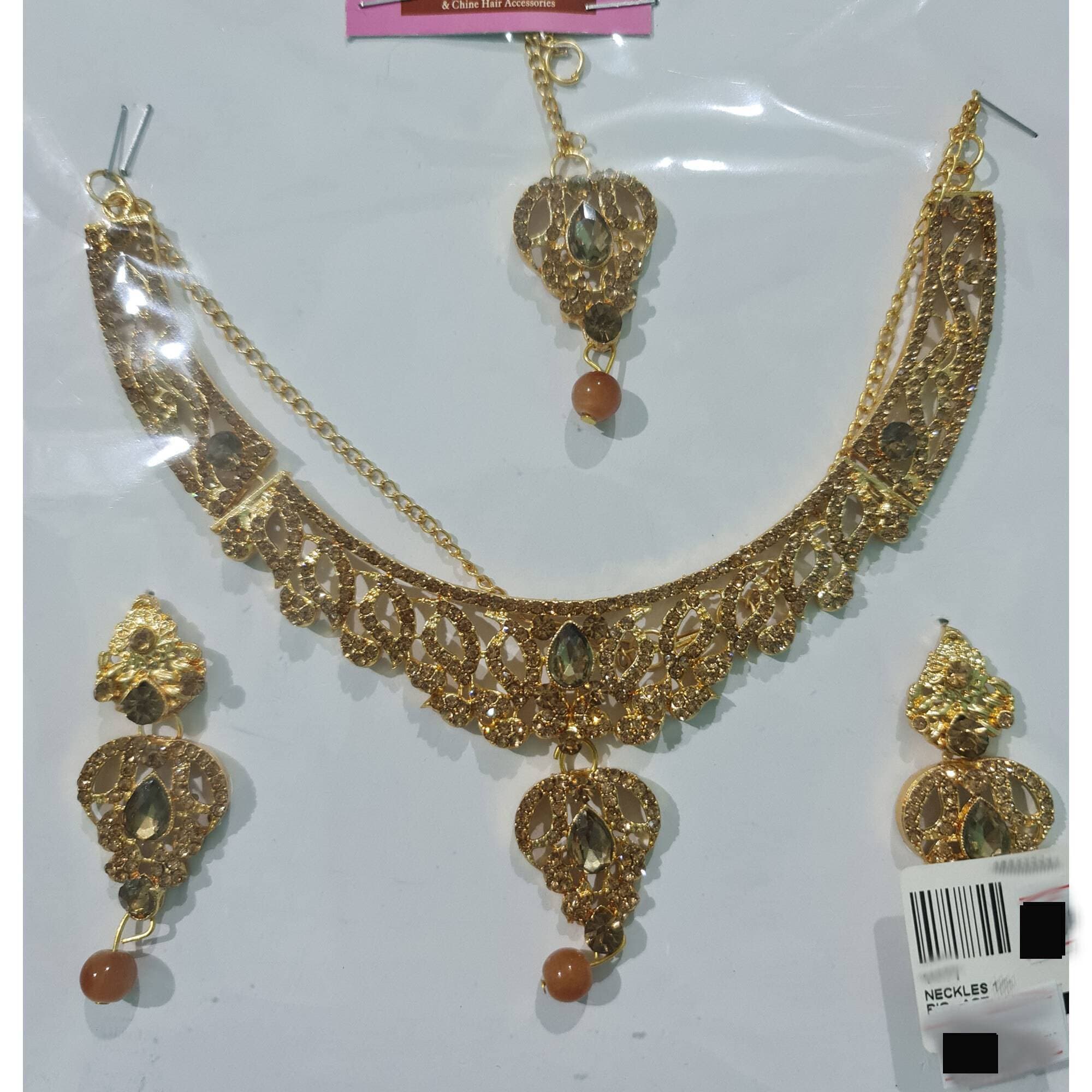 Indian Design Jewelry Necklace and Earrings With Complete Set Bridal 1 Set