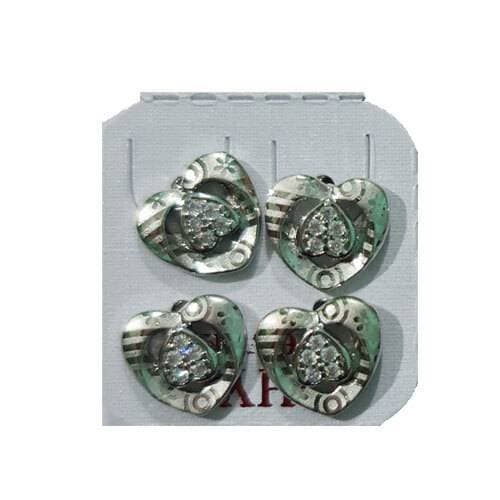 Fashion Jewelry 2 Pair Heart Style Earrings For Women and Girls Silver Color