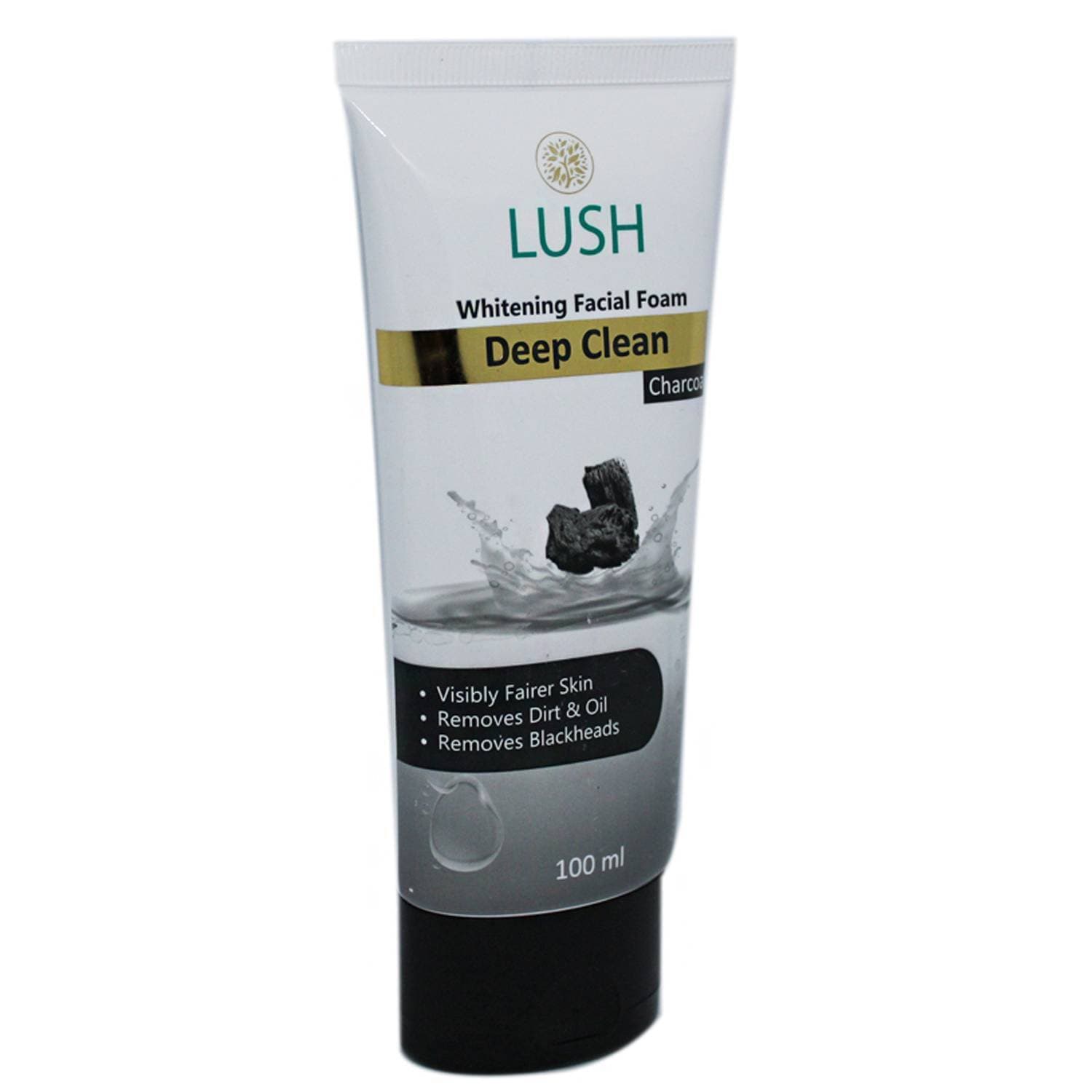 LUSH Charcoal Whitening Facial Foam Daily Face Wash by Nexton - Black - 100 ml