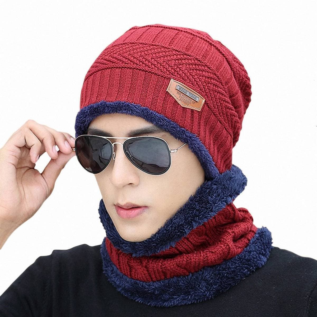 Ultra Soft Unisex Woolen Beanie Cap - Neck Scarf Set - Thick
