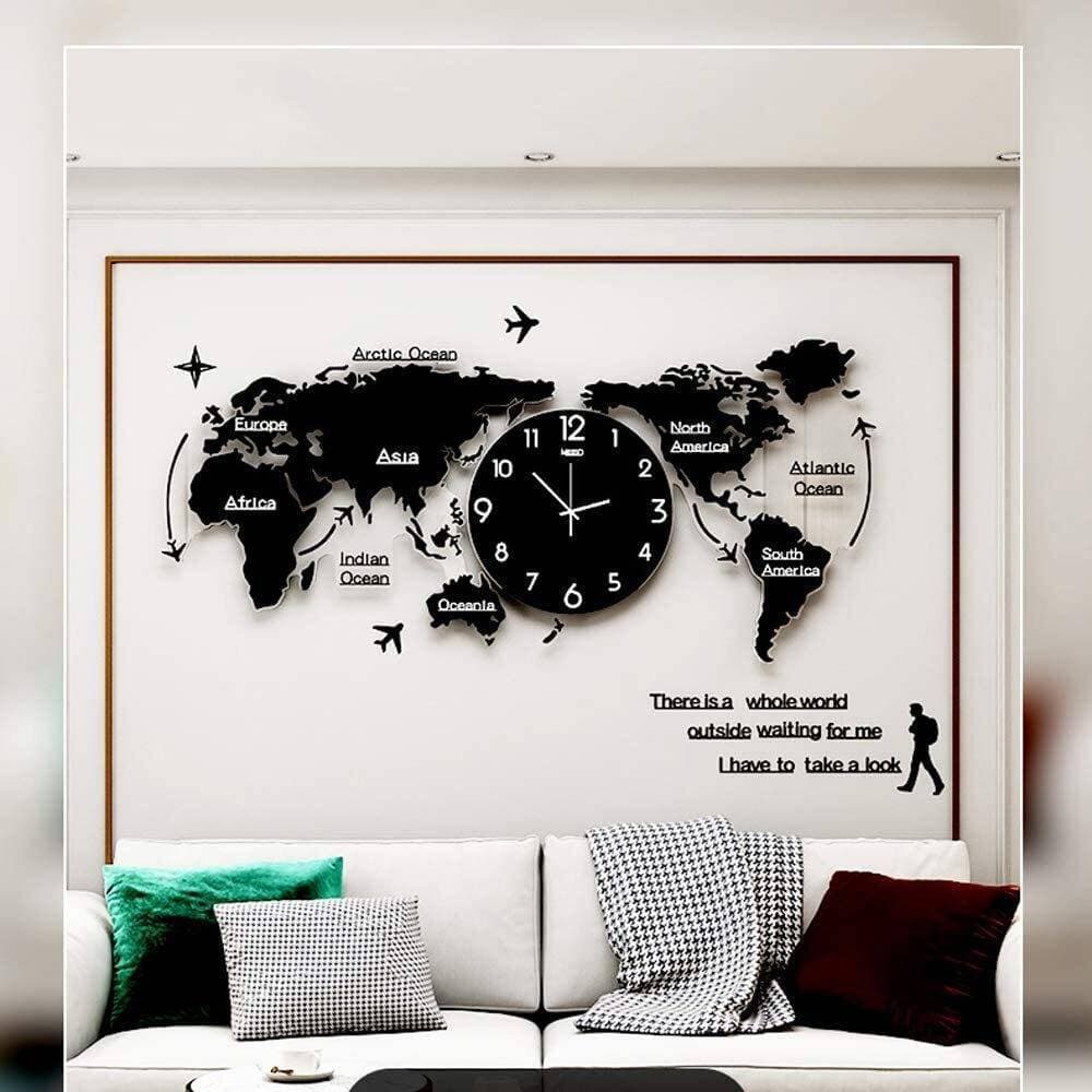 New Amazing Wooden Wall Clock World Map Wooden World Map Home Office Décor