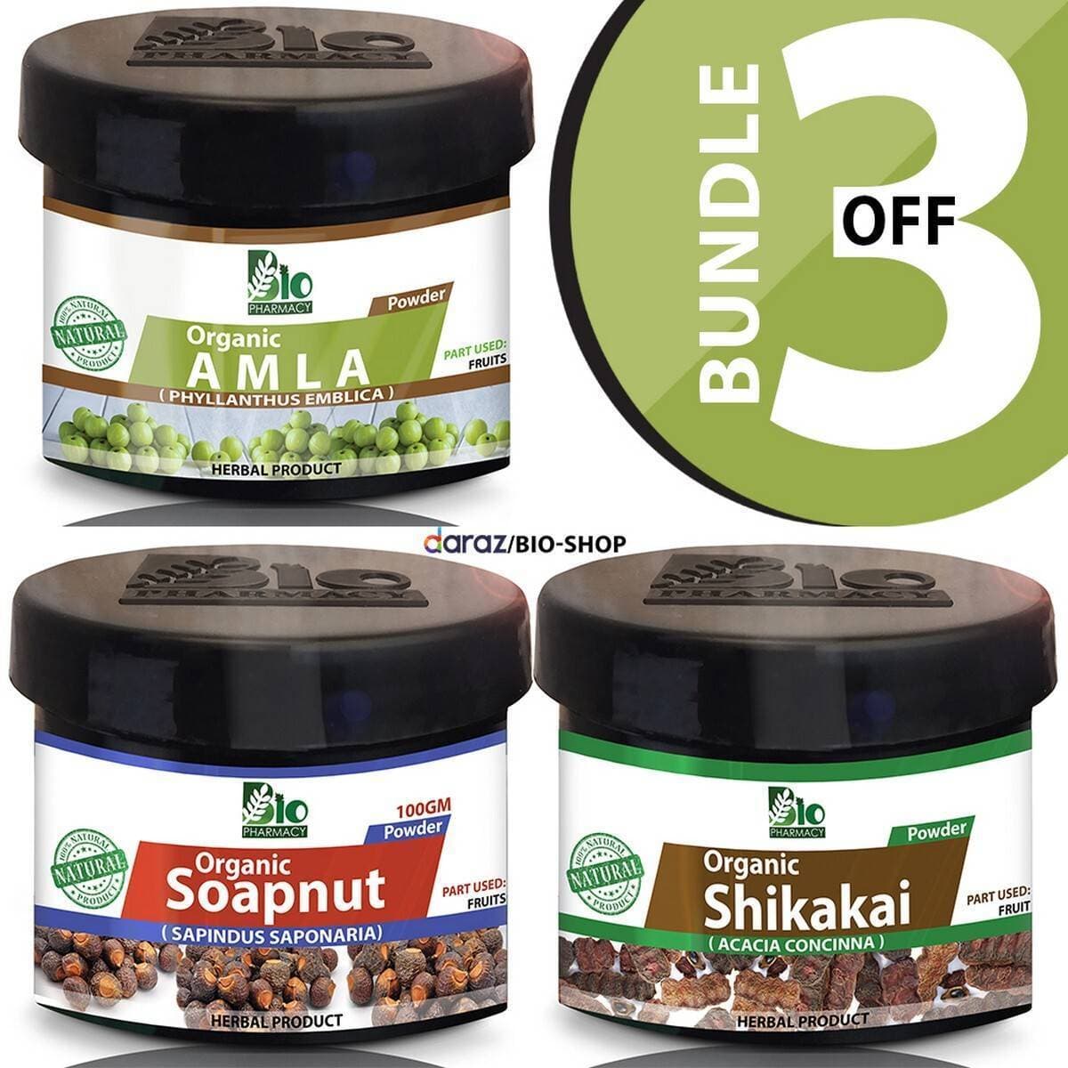 Bundle of 3 Amla Reetha Shikakai Powder