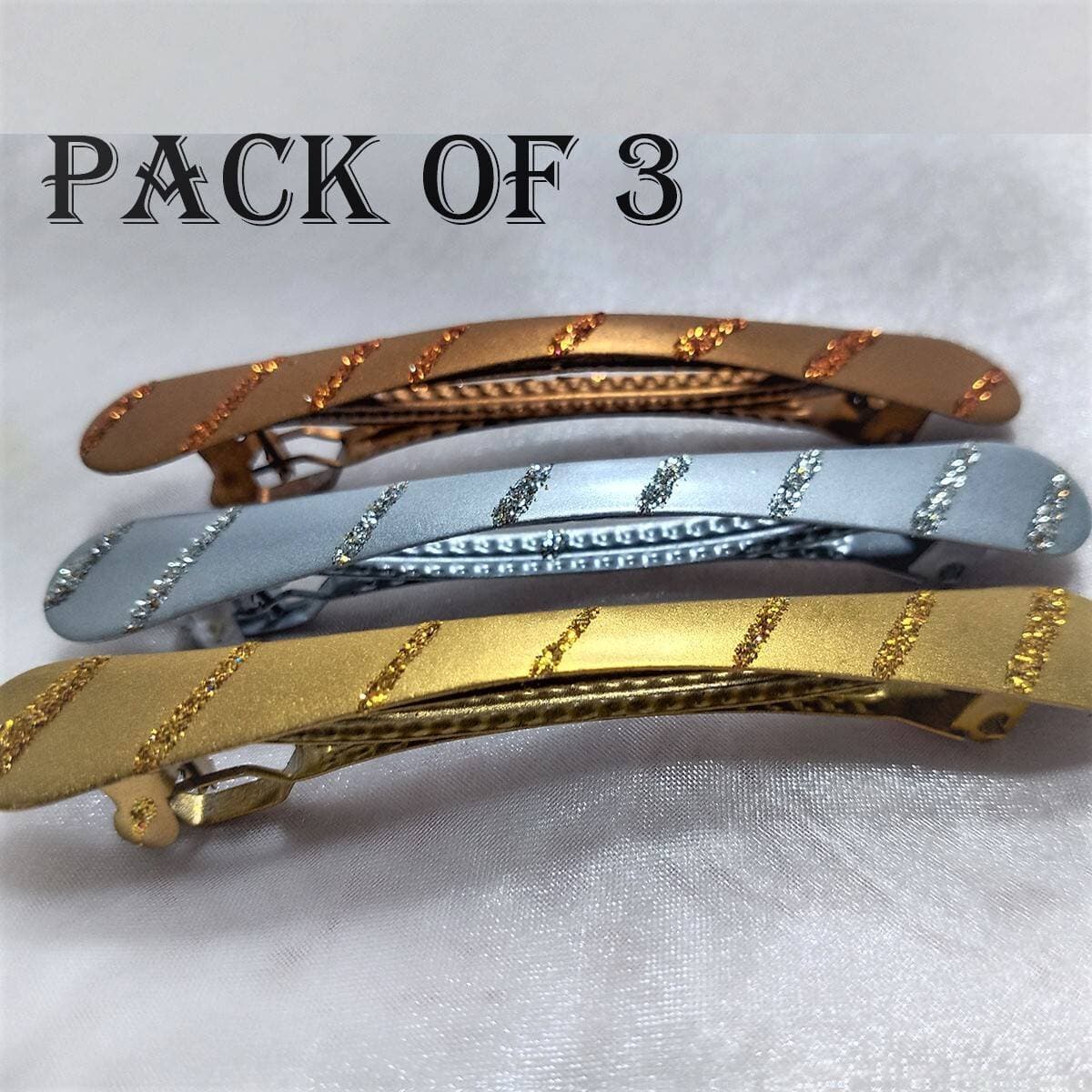 Pack of 3 HYFEEL Skinny Hair Barrettes for Women Long Simple Acrylic French Hair Clips Elegant Classic Steel Clip Clamp Girls Hair Accessories