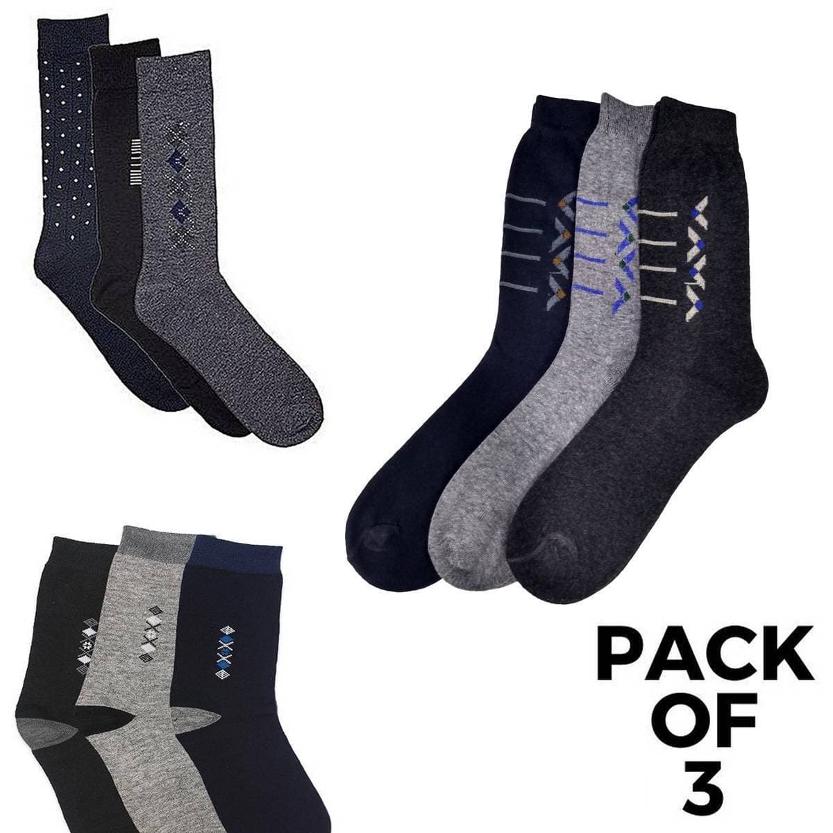 Pack of 3 Pair - Classic Winter Socks For Men - Perfect For Office Wear