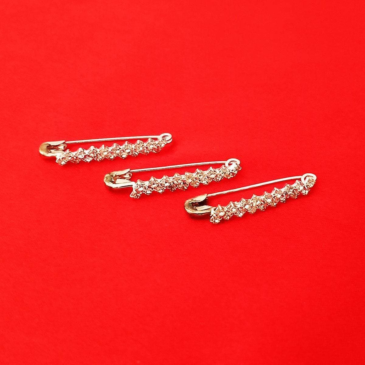 3 Pcs White Stylish Hijab Pins For Girls, Women Fashion Jewelry Hijab