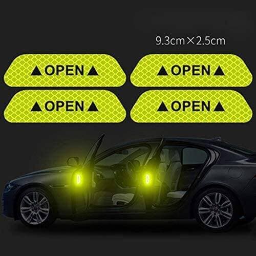 4pcs/Set Car Door Reflective Stickers Door Sticker Decal Warning Tape Mark OPEN Sign Safety Notice Car Accessories Exterior 4pcs