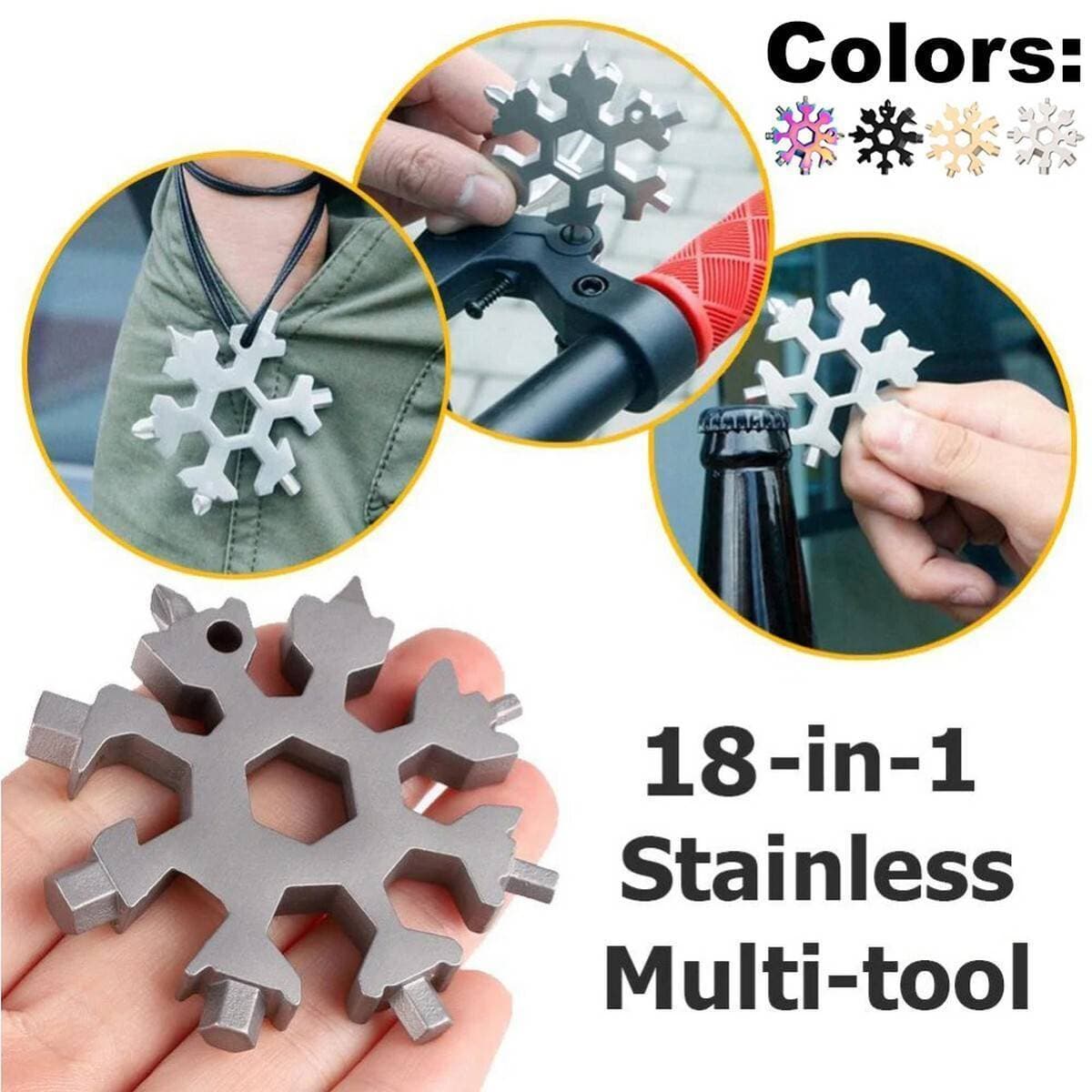 Snowflake Multi Tool 18 In 1 Portable Snowflake Shape with Key Chain Screwdriver Portable Snowflake Shape Tool For Camping , Adventure , Mountaineering, Wrench