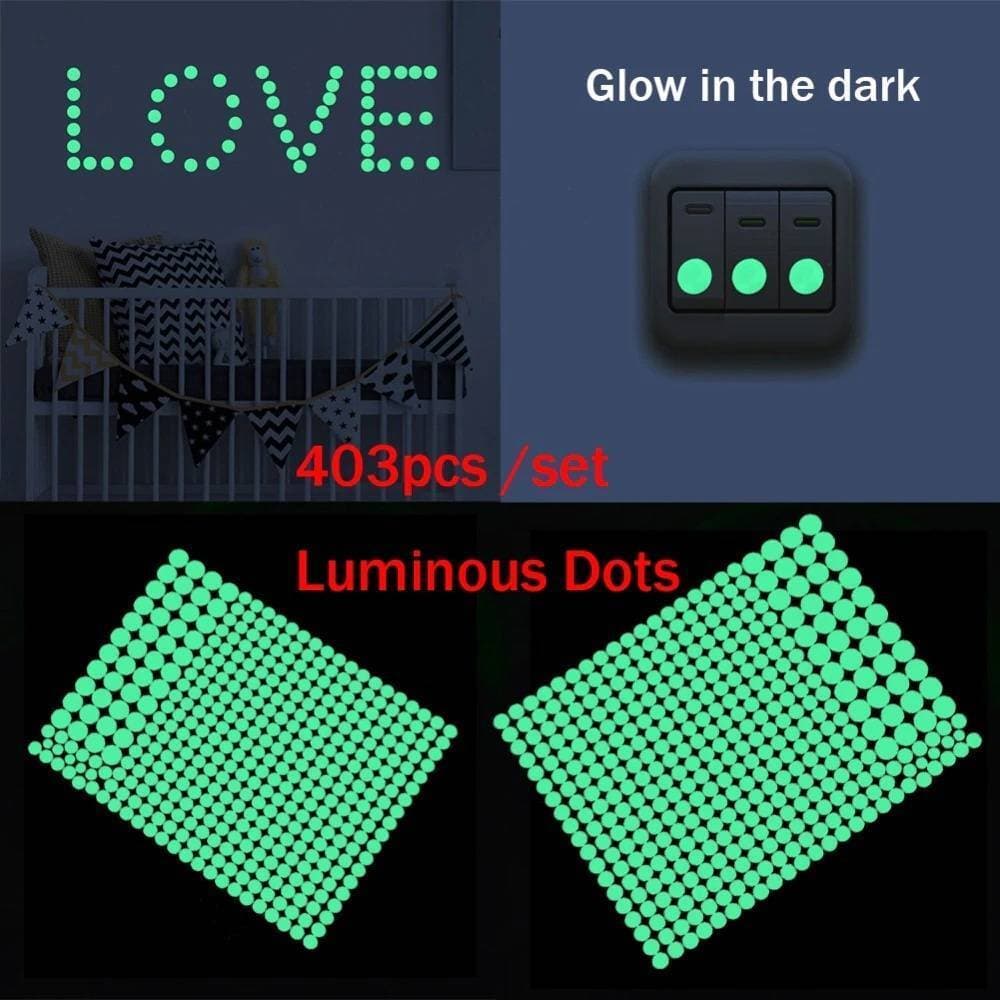400 Piece 3D Luminous Glow In The Dark Night Self Adhesive Round Dot Wall Stickers Home Ceiling Decor Wall Decal DIY Home Room Decor Wall Stickers Room Decor
