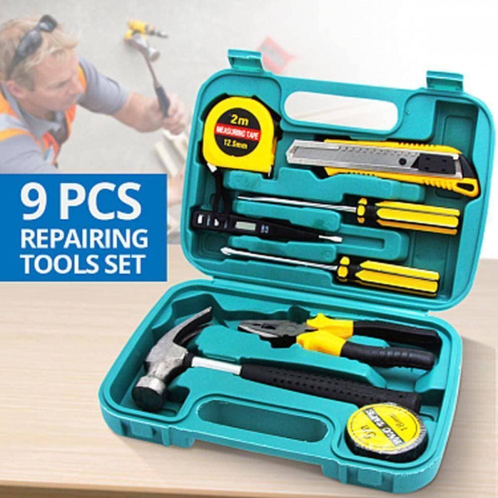 9 Pcs Combination Vehicle Maintenance Kits Automotive Kit Combination Set of Automotive Supplies Spare Tools Home Hardware Hand Tool Set Portable Car Kit Plastic Storage Case Repair Simple Combination Manual Toolbox Tool 9 PC