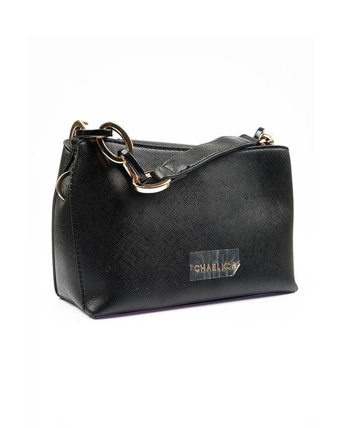 Black Round Chain Shoulder Leather Bag