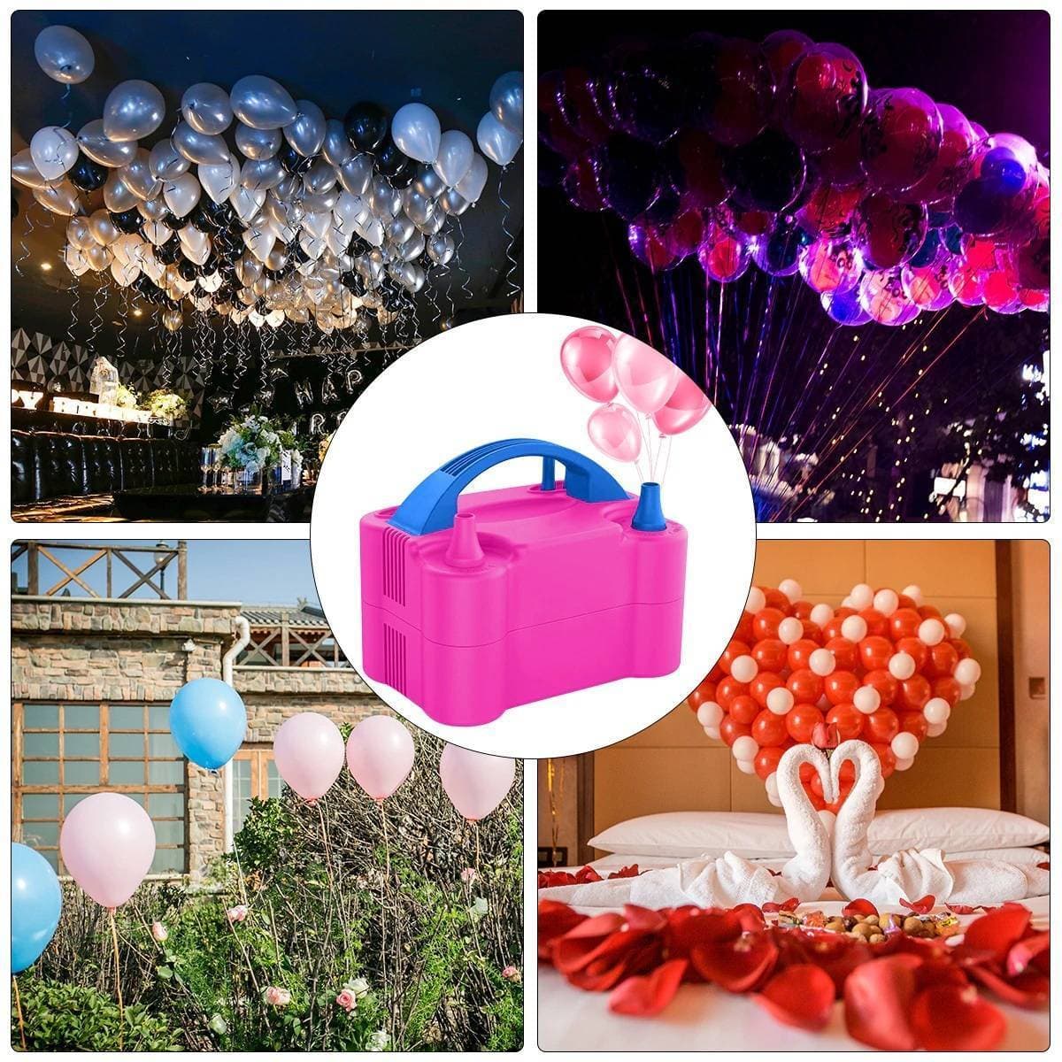 Portable Electric Balloon Inflator Pump High Power Air Blower EU/US Plug Two Nozzle Air Compressor Balloon Pump Air Blower Hot