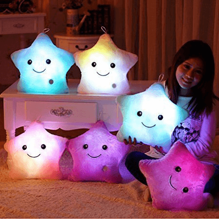 Creative Toy Luminous Relax Body Pillow Soft Stuffed Plush Glowing Colorful Star Shape Cushion Led Light Night Light Toys Gift For Kids Children Girls 7 Color Changeable bedding bed gift girl present kids toys Cushion ( Without Battery ) - 1 Piece